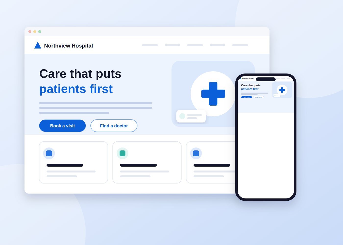 Hospital website on desktop and mobile